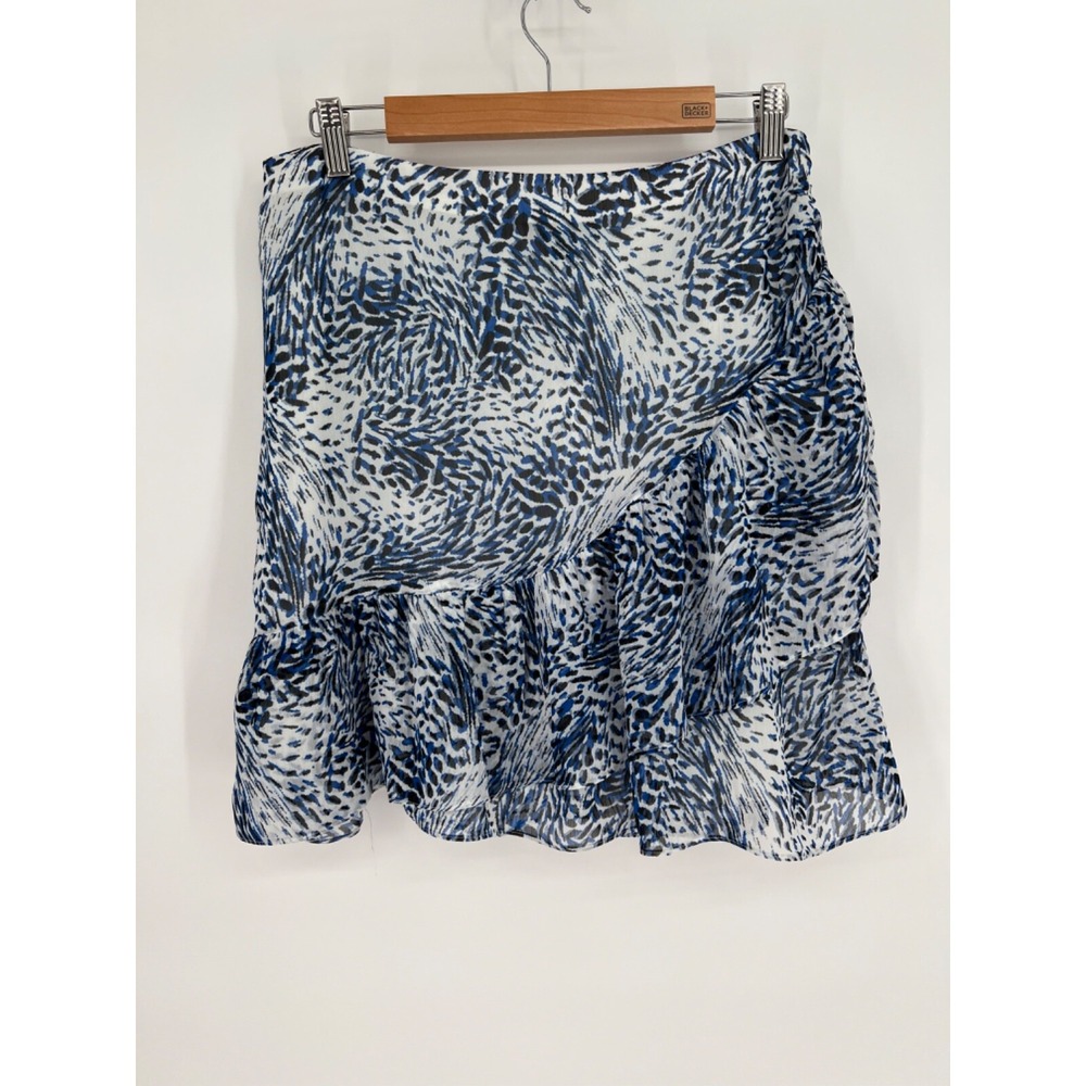 Express Blue Animal Print Skirt Womens‎ Size 12 Layered Lined Org $59